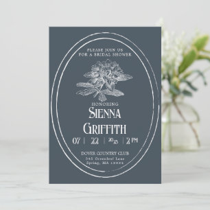 Invitation vintage de douche nuptiale Dusty Navy