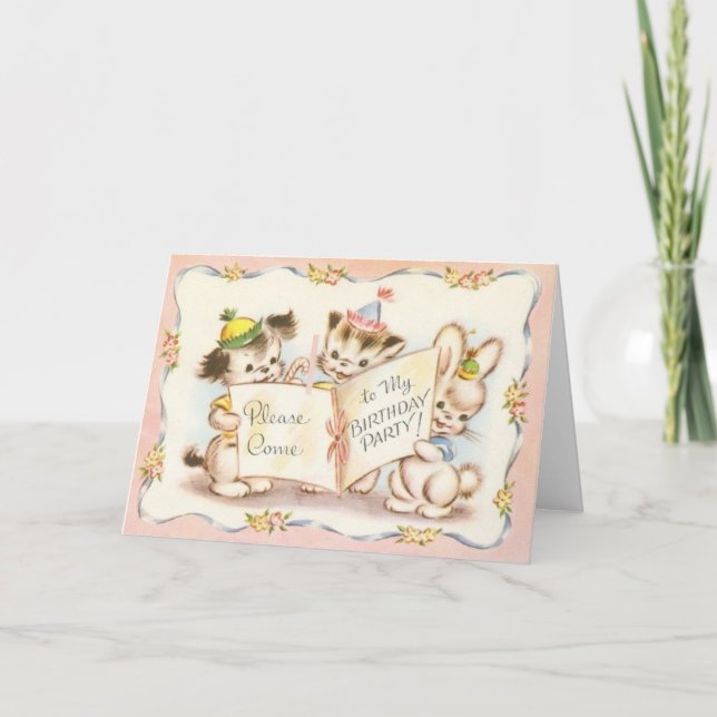 Invitation vintage de fête d'anniversaire (Devant)