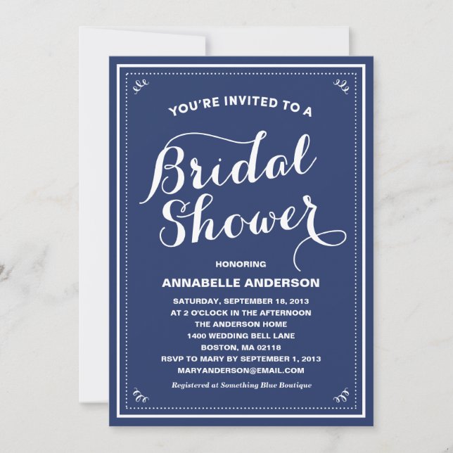 Invitation vintage de Fête de la mariée (Devant)