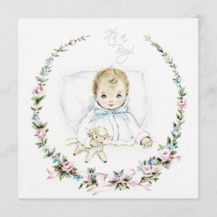 Invitation vintage de fête prénatale pour bébé gar