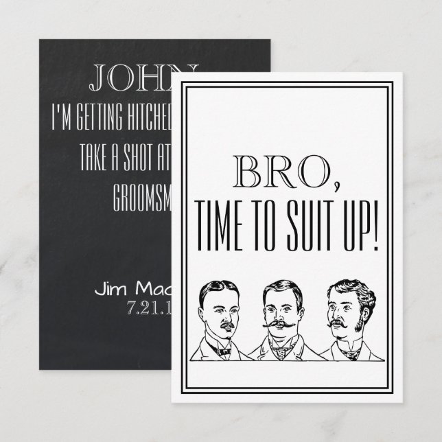 Invitation Vintage de Groomsman ou Best Man (Devant / Derrière)