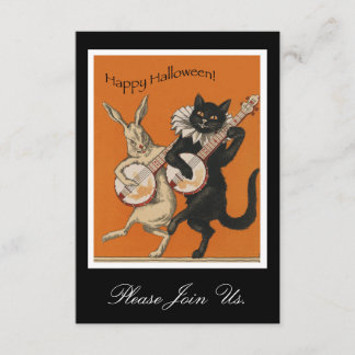 Invitation vintage de Halloween - chat noir drôle