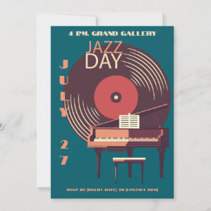 Invitation vintage de Jazz Vinyl & Piano