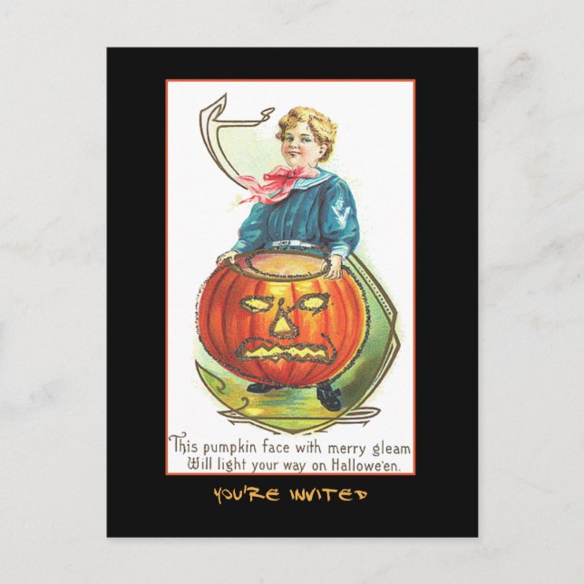 Invitation vintage De La Fête D'Halloween Avec Un  (Devant)