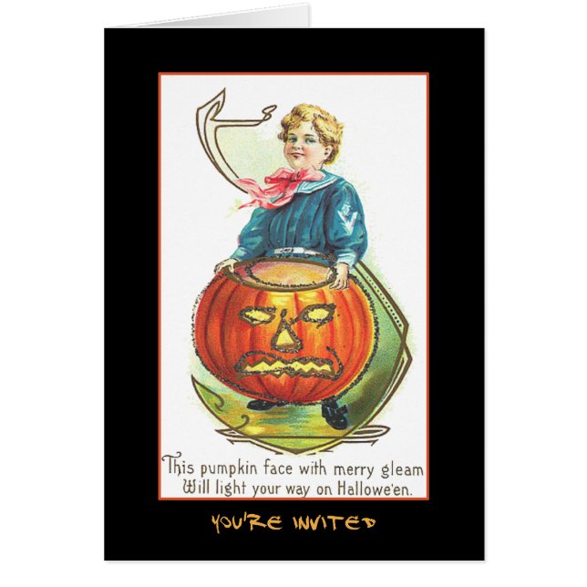 Invitation vintage De La Fête D'Halloween Avec Un  (Devant)