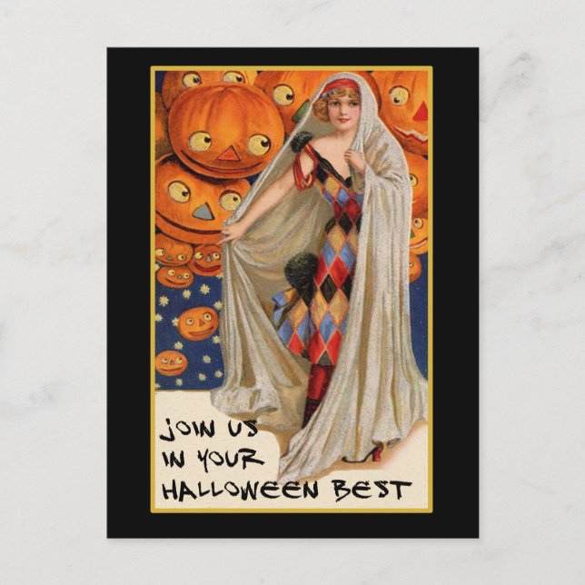 Invitation vintage De La Fête D'Halloween Avec Un  (Devant)