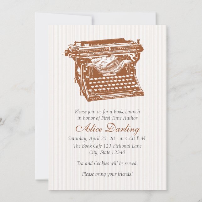 Invitation vintage de machine à écrire (Devant)