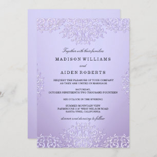 Invitation Vintage de Mariage damassé violet