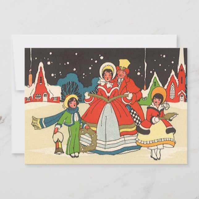 Invitation vintage de Noël pour chanter des cantiq (Devant)