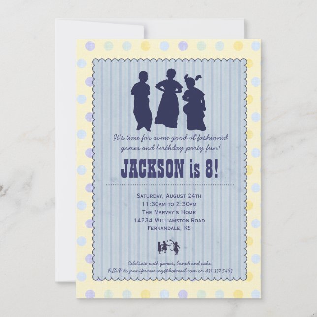 Invitation vintage de partie d'amusement heures de (Devant)