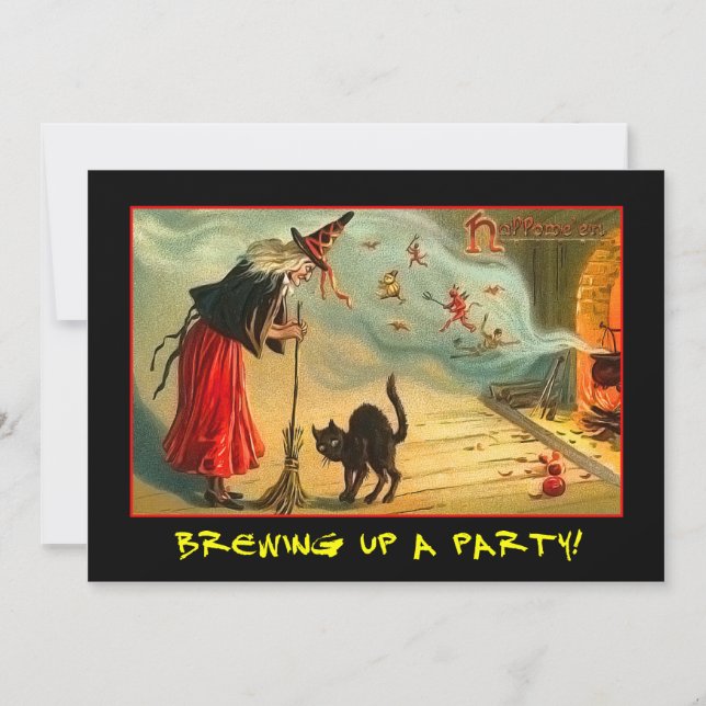 Invitation vintage de partie de Halloween avec le (Devant)