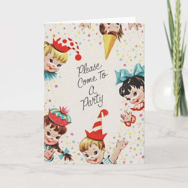 Invitation vintage de partie d'enfants (Devant)