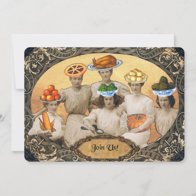 Invitation vintage de thanksgiving (Devant)