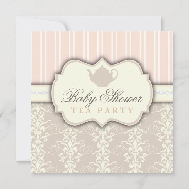 Invitation vintage de thé de baby shower de (Devant)