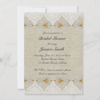 Invitation vintage de toile de Fête de la mariée