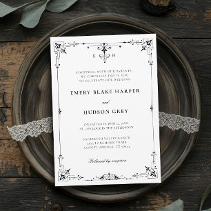Invitation Vintage Déco Cadre Pays Western Mariage officiel