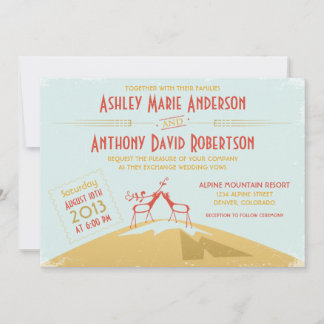 Invitation Vintage Deer Mountain Camping Mariage de flamping