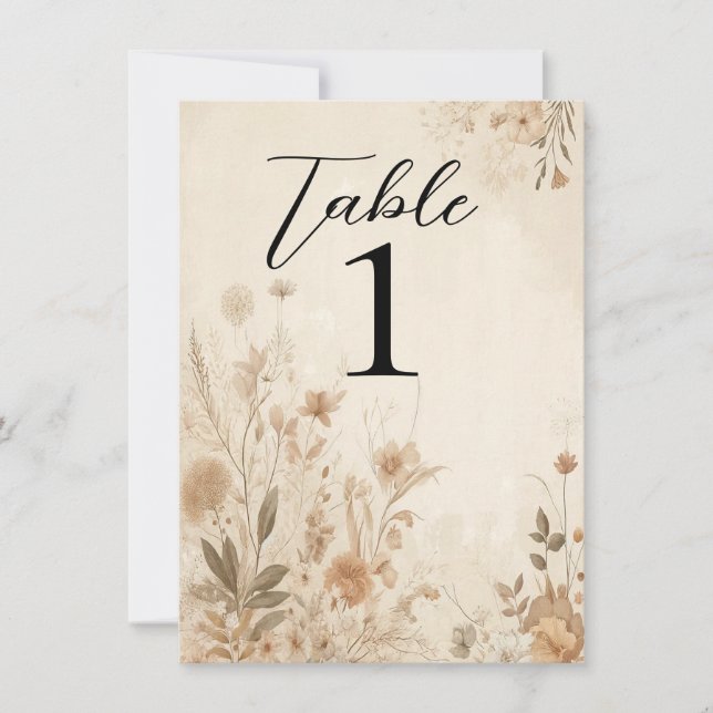 Invitation Vintage Delicate Floral Botanical Mariage Boho (Devant)