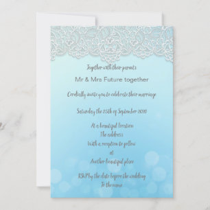 Invitation Vintage dentelle bleu aqua élégant mariage invitat