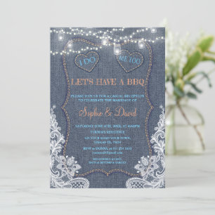 Invitation Vintage Dentelle Denim Bleu Lights I DO BBQ