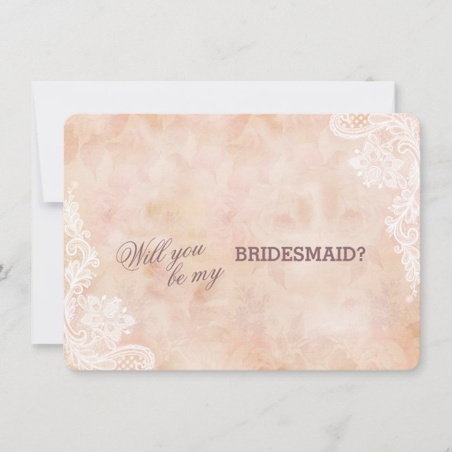 Invitation Vintage dentelle Rose vieux papier Mariage Bridesm (Devant)