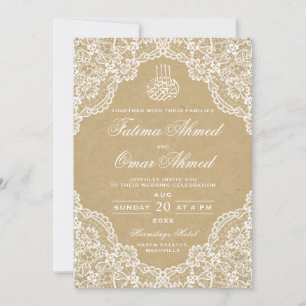 Invitation Vintage dentelle russe musulmane Mariage musulman