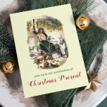 Invitation Vintage Dickens Ghost Une fête de Noël Carol<br><div class="desc">Une carte d'invitation de Noël Vintage en l'honneur de Charles Dickens et du Fantôme de Noël présent de A Christmas Carol. Y compris les fameuses citations "Venez ! et mieux me connaître, mec !" et "Bah ! Humbug !". Sur le dos de la carte se trouve également l'illustration d'une dinde,...</div>