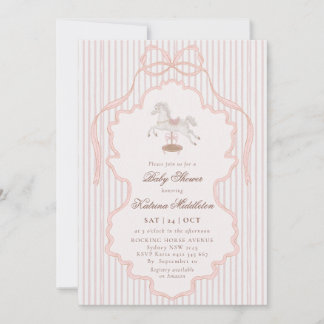 Invitation Vintage Doily Rocking Horse Nursery Baby Shower