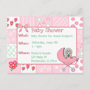 Invitation vintage du baby shower de la fille de