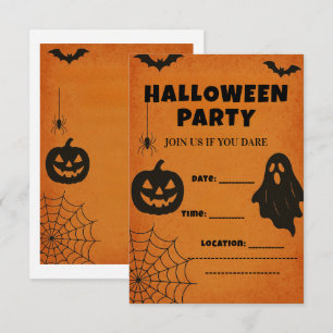 Invitation vintage du parti Halloween   Icônes éff