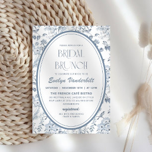 Invitation Vintage Dusty Blue Toile Chinoiserie Fête des mari