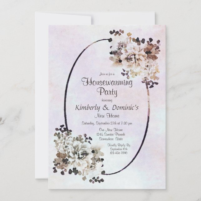 Invitation Vintage Earthy Floral House Party (Devant)