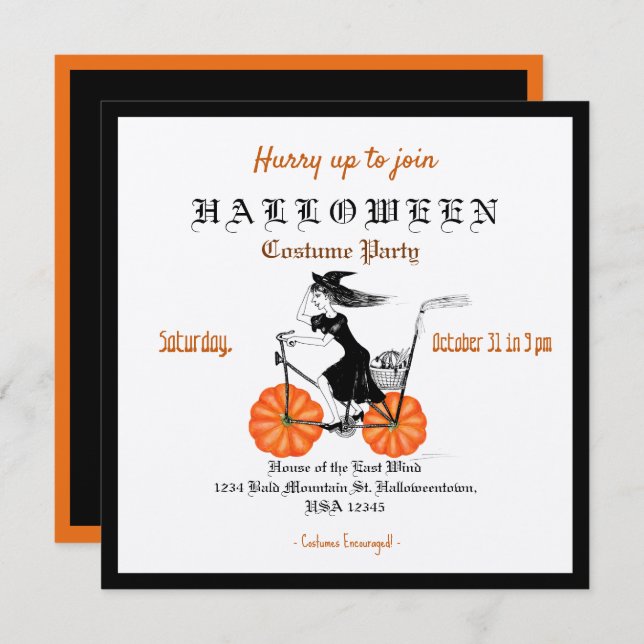 Invitation Vintage éffrayante à la fête d'Hallowee (Devant / Derrière)