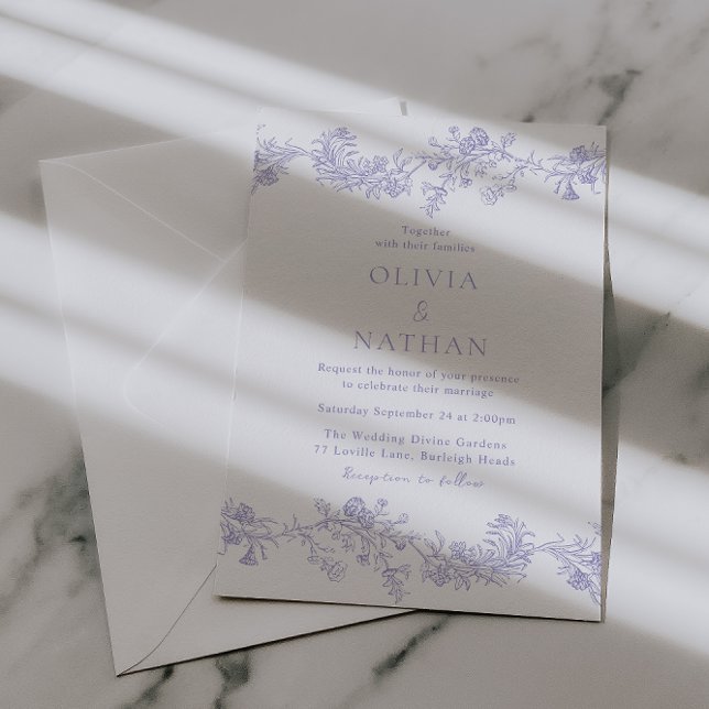 Invitation Vintage Elegance: Lilac Floral Wedding (Créateur téléchargé)