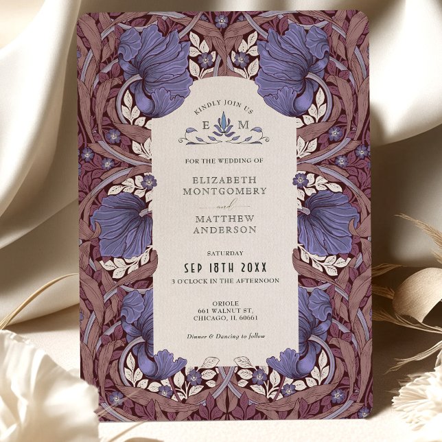 Invitation Vintage Elegance Lilac Pimpernel Mariage (Créateur téléchargé)