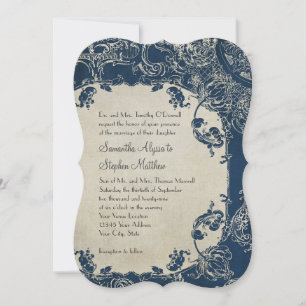Invitation Vintage Elegance Mariage Toile Floral Damask