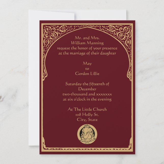 Invitation Vintage Elegant Border & Ganesh Mariage indien (Devant)