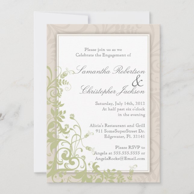 Invitation vintage élégant de mariage de partie de (Devant)