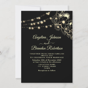 Invitation Vintage Elegant Gold et Black Mariage