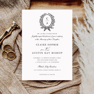 Invitation Vintage Elegant Mariage de couronne de monogramme