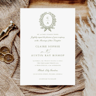 Invitation Vintage Elegant Mariage de couronne de monogramme