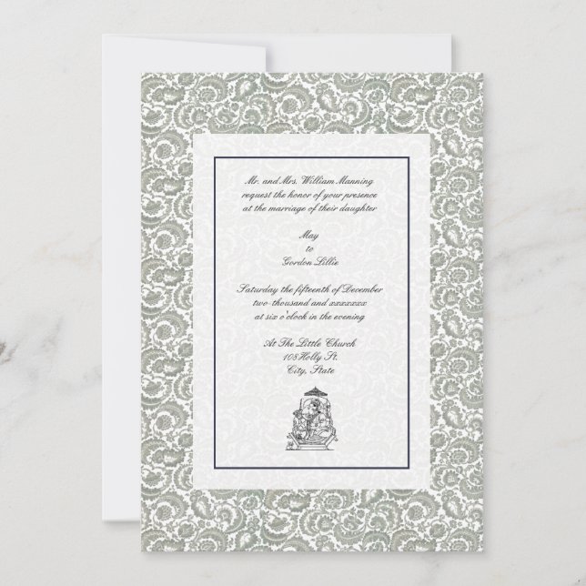 Invitation Vintage Elegant Mariage indien (Devant)