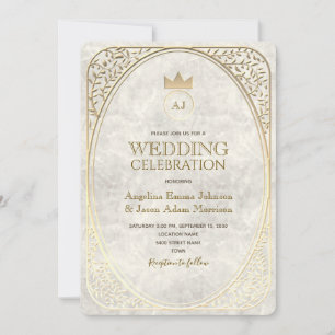 Invitation Vintage Elegant Mariage or