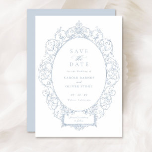 Invitation Vintage Élégant Ornement Cadre Floral Date de sauv
