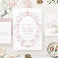 Vintage Élégant Ornement Floral Feuilles Mariage