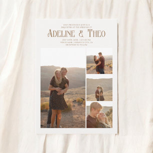 Invitation Vintage Elegant Photo Mariage beige