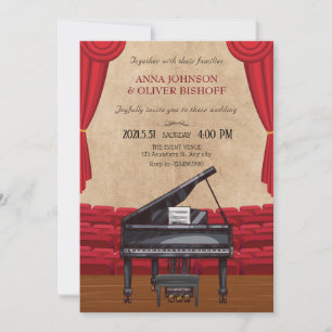 Invitation Vintage élégant piano mariage