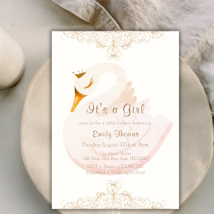 Invitation Vintage Elegant Princess Swan Baby shower