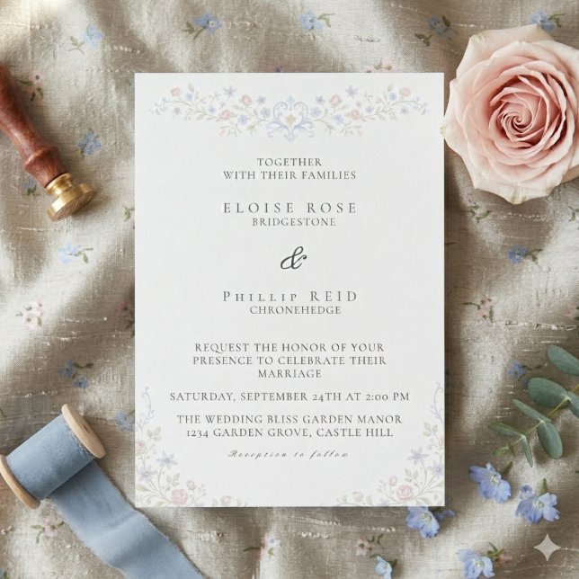 Invitation Vintage Elegant Soft Floral Regency Wedding  (Vintage Elegant Soft Floral Regency Wedding Invitation)
