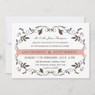 Invitation Vintage Elégant Victorien Flourish Mariage blanc